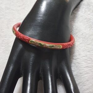 Antique chinese hand carved cinnabar Bangle Bracelet